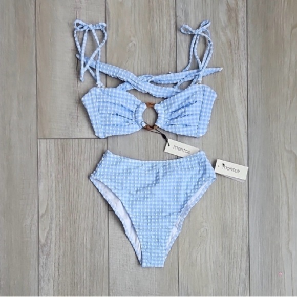 Montce Other - Montce Light Blue Gingham Bikini Bottoms NWT